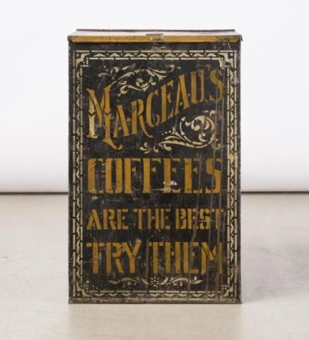 LARGE MARCEAU'S STORE COFFEE TIN,
