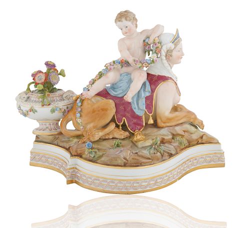 LARGE MEISSEN PORCELAIN GROUP OF