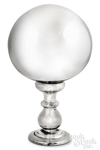 LARGE MERCURY GLASS GAZING BALL, 22