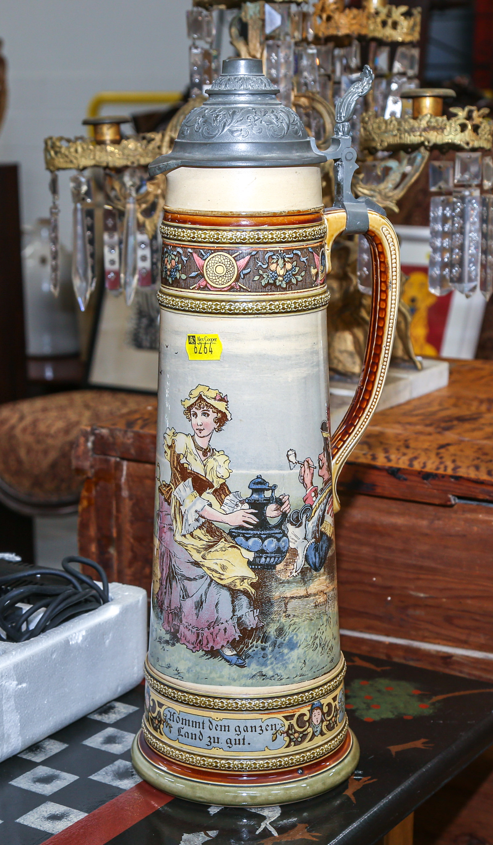 LARGE METTLACH GERMAN FLAGON 1st