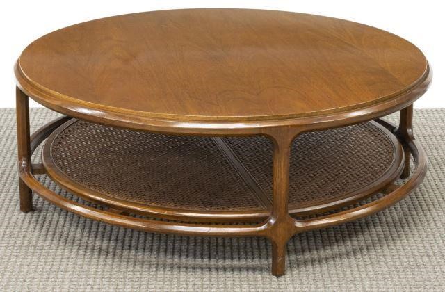 LARGE MID-CENTURY CANED & WALNUT