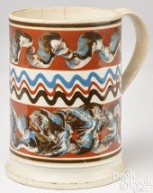 LARGE MOCHA MUG, 19TH C.Large