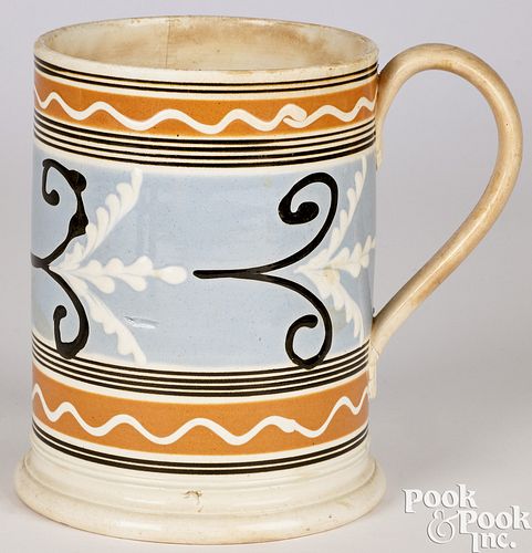 LARGE MOCHA MUG, 19TH C.Large mocha