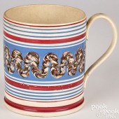 LARGE MOCHA MUG, 19TH C.Large