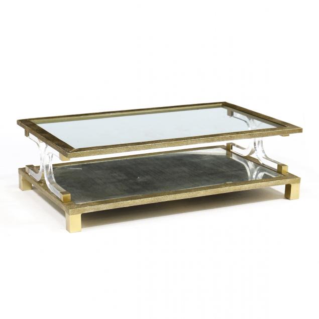 LARGE MODERN BRASS AND LUCITE