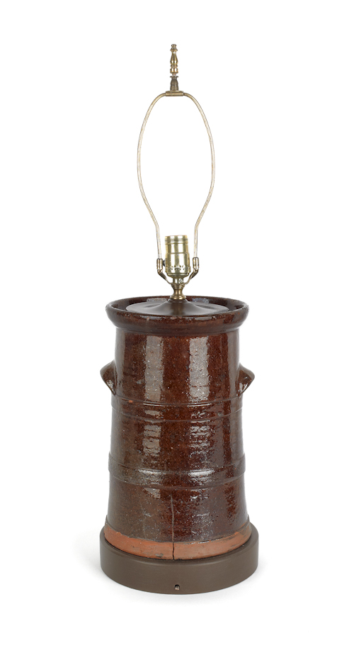 Large mottled glazed cylindrical