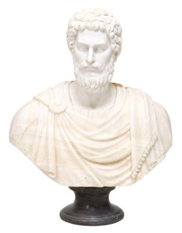 LARGE MULTI-COLOR MARBLE BUST OF