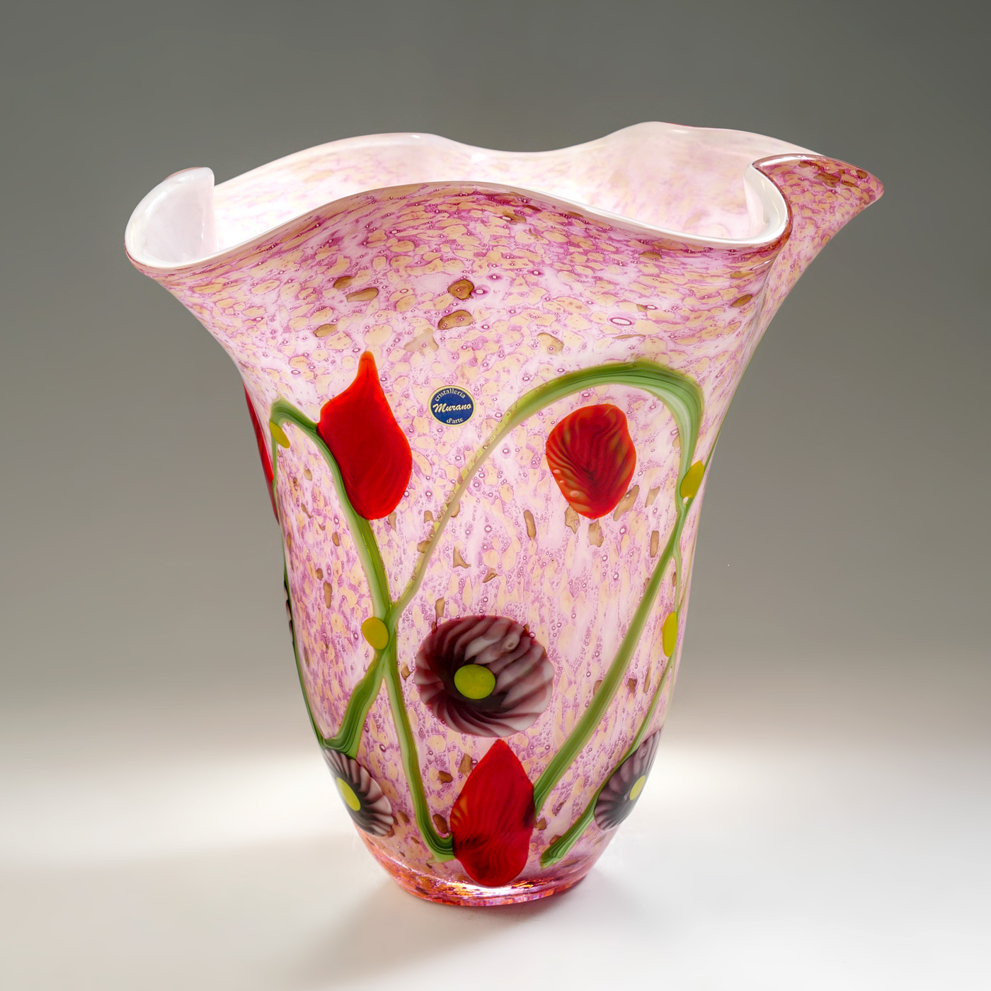 LARGE MURANO ART GLASS VASE: