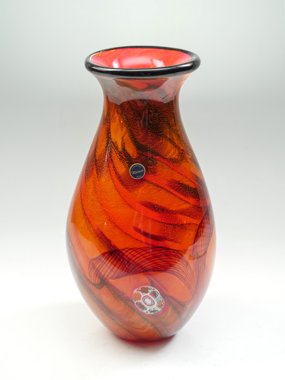 LARGE MURANO ART GLASS VASE: