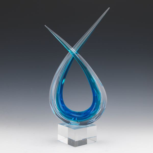 LARGE MURANO AZURE AND CLEAR