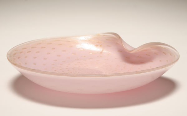 Large Murano pink art glass bowl.