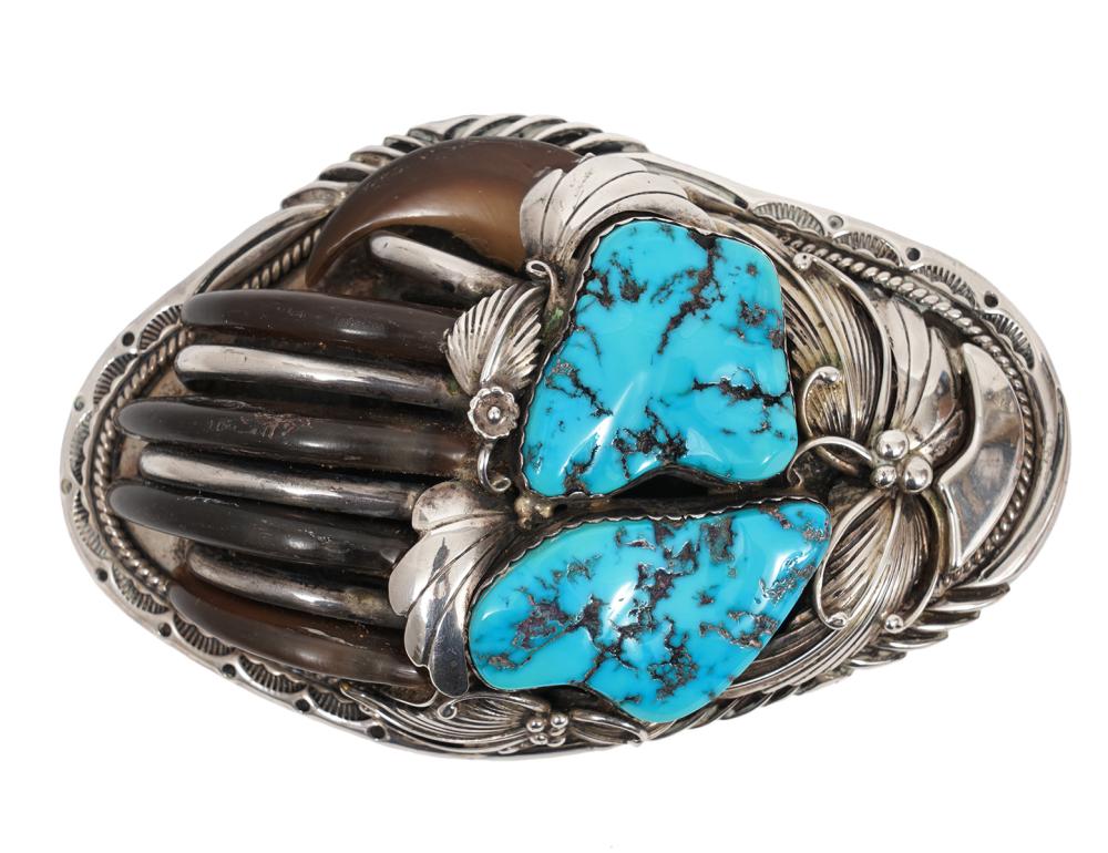 LARGE NAVAJO TURQUOISE & STERLING