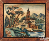 LARGE NEW ENGLAND OIL ON VELVE