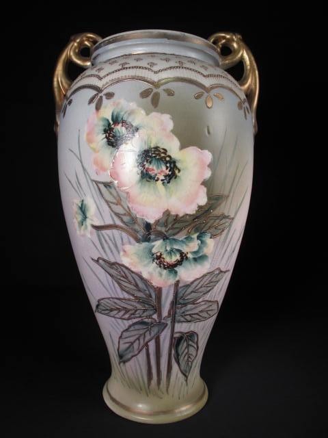 Large Nippon moriage floral vase.