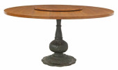 LARGE OAK &AMP; CAST IRON PEDE
