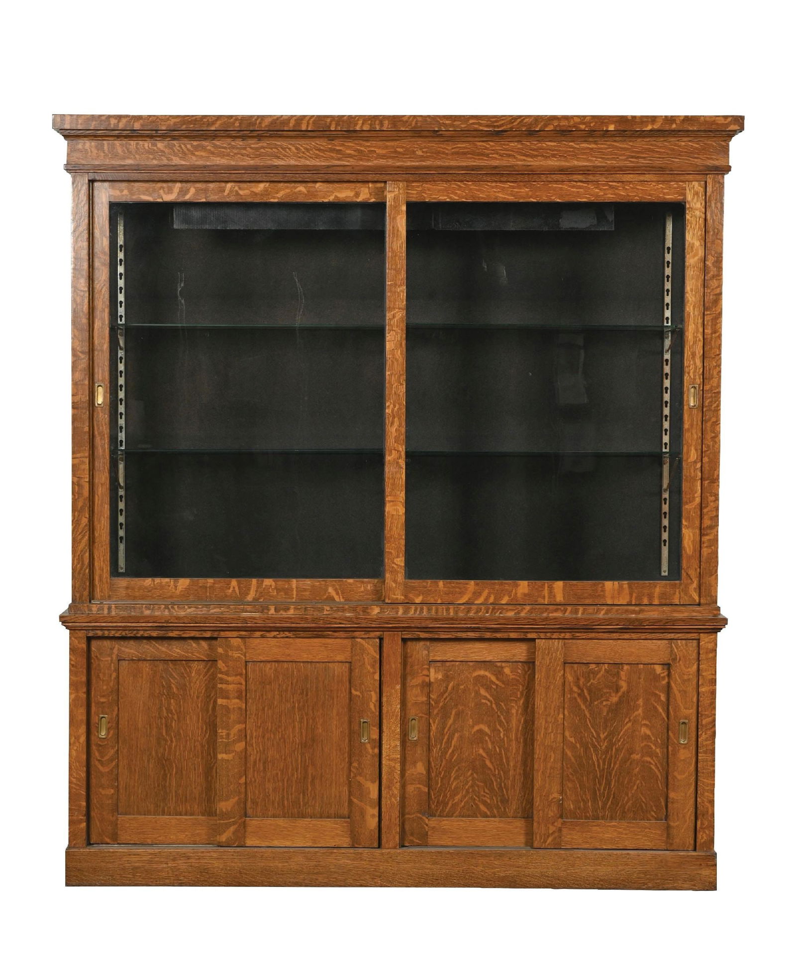 LARGE OAK DISPLAY CABINETC. 1910.