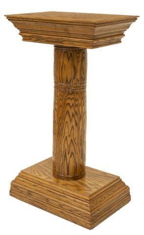 LARGE OAK DISPLAY STAND PEDESTAL,