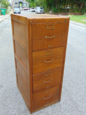LARGE OAK FILE CABINET WITH RA