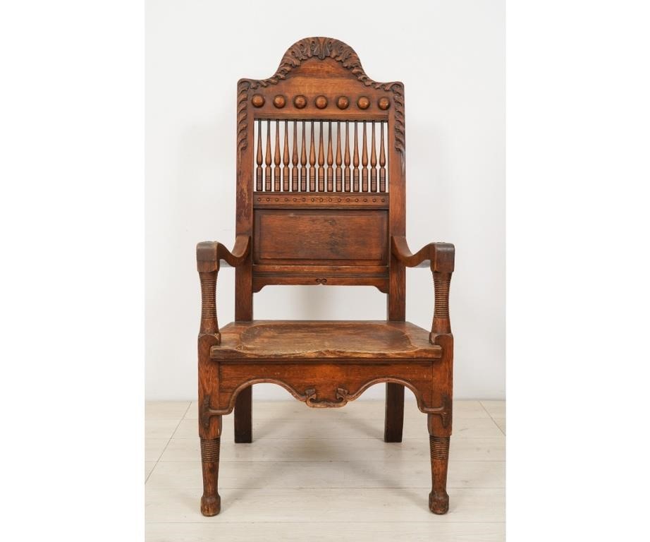 Large oak open armchiar, circa