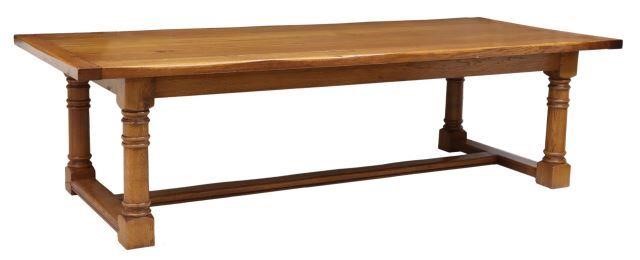 LARGE OAK REFECTORY STYLE TABLE,