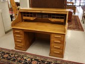 LARGE OAK ROLL-TOP DESKLARGE O