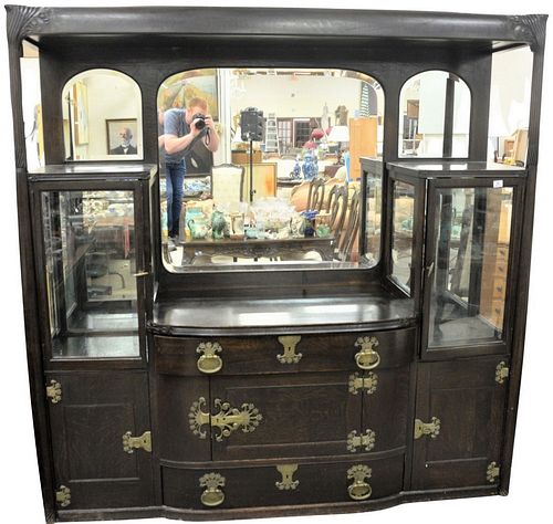 LARGE OAK SIDEBOARD/CABINET, HEIGHT