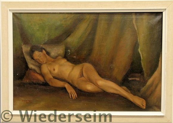 Large oil on canvas painting of a