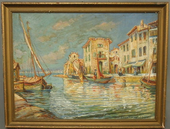 Large oil on canvas painting of a