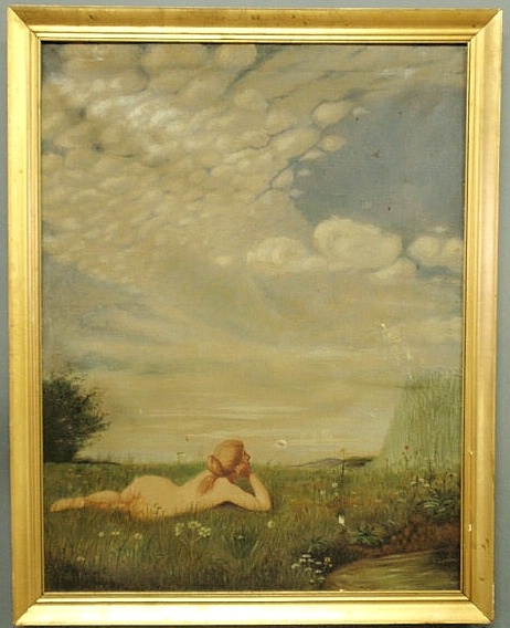Large oil on canvas painting of a