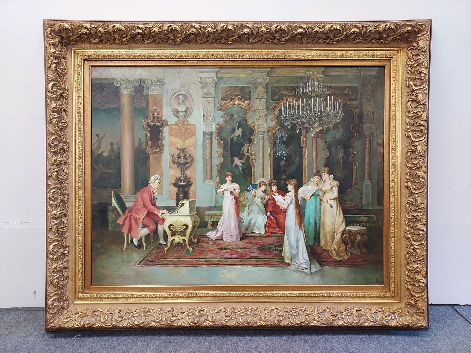 LARGE OIL ON CANVAS PAINTING: DANCE