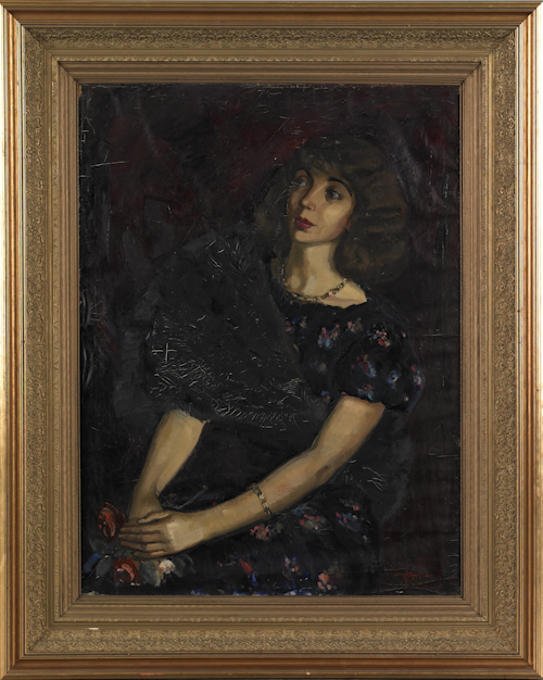 Large oil on canvas portrait of a