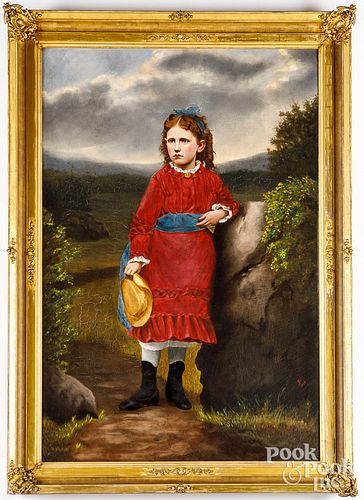 LARGE OIL ON CANVAS PORTRAIT OF A
