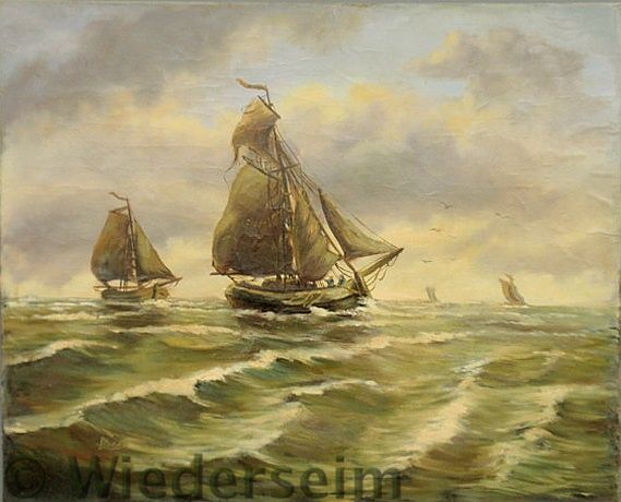 Large oil on canvas seascape
