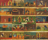 LARGE OIL ON TIN RETABLO DATED