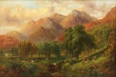 LARGE OIL PAINTING, GRAZING LI
