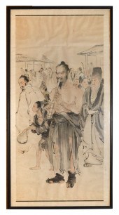 LARGE ORIENTAL SCROLL PAINTING