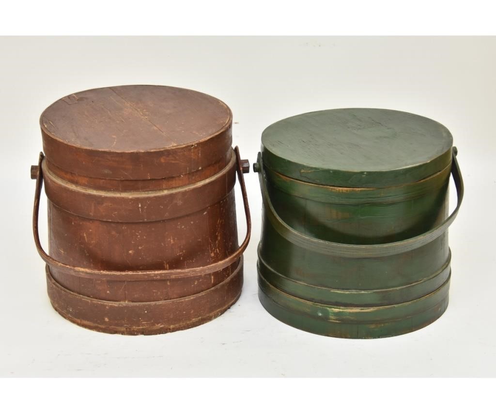Large original red painted firkin