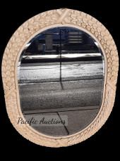 LARGE OVAL BEVELED MIRROR, PAI