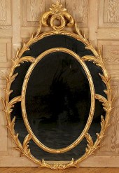 LARGE OVAL GILT MIRROR WITH FO