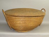 LARGE OVAL LIDDED RYE STRAW HA