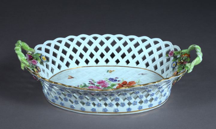 Large Oval Meissen Reticulated