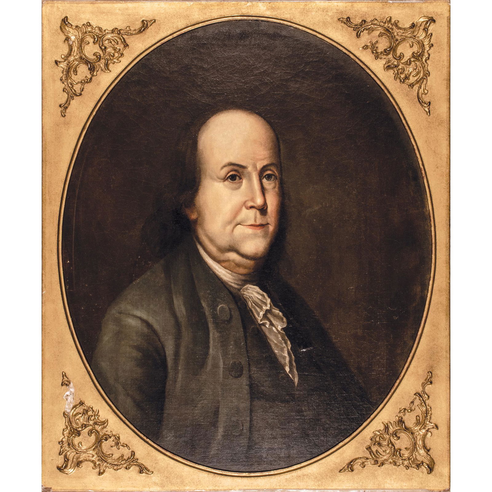 LARGE OVAL OIL PORTRAIT PAINTING OF