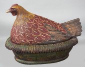 LARGE PAINTED CARVED WOODEN HE