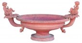 LARGE PAINTED CAST IRON PUTTI