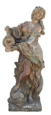 LARGE PAINTED CAST STONE WATER