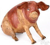LARGE PAINTED CHALKWARE SEATED