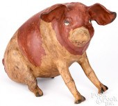 LARGE PAINTED CHALKWARE SEATED