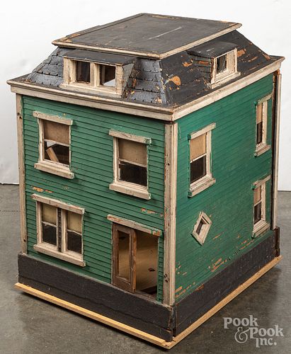 LARGE PAINTED PINE DOLLHOUSE,
