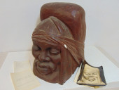 LARGE PAINTED PLASTER BUST, BY