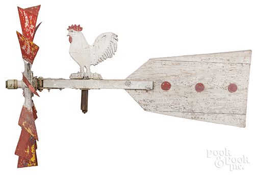 LARGE PAINTED ROOSTER WHIRLIGIG,